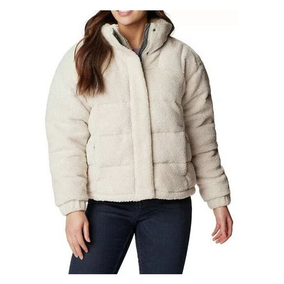 COLUMBIA WOMEN'S RUBY FALLS CORDUROY DOWN JACKET SZ L CREAM BEIGE $240 - Picture 9 of 9